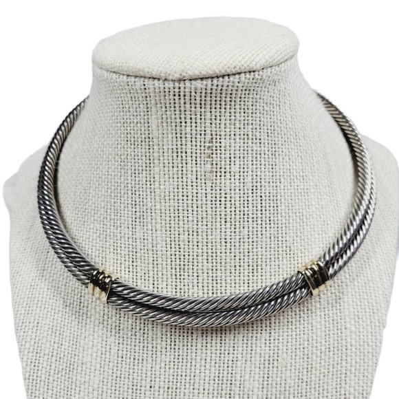 David Yurman Double Cable Choker Necklace - Picture 1 of 6